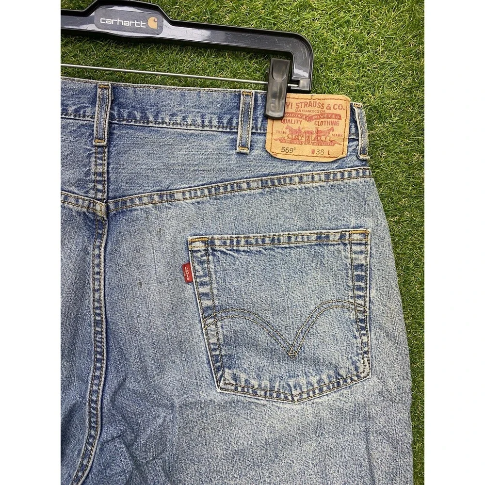 Levis 569 Jean Shorts Mens 38 Workwear Denim Relaxed Fit Wide Leg Work Skater